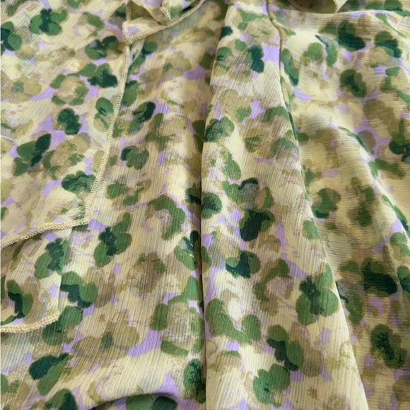 Aerie Green Floral Print Summer‎ Flowy Bow Mini Wrap Skirt Size XS - Picture 4 of 10